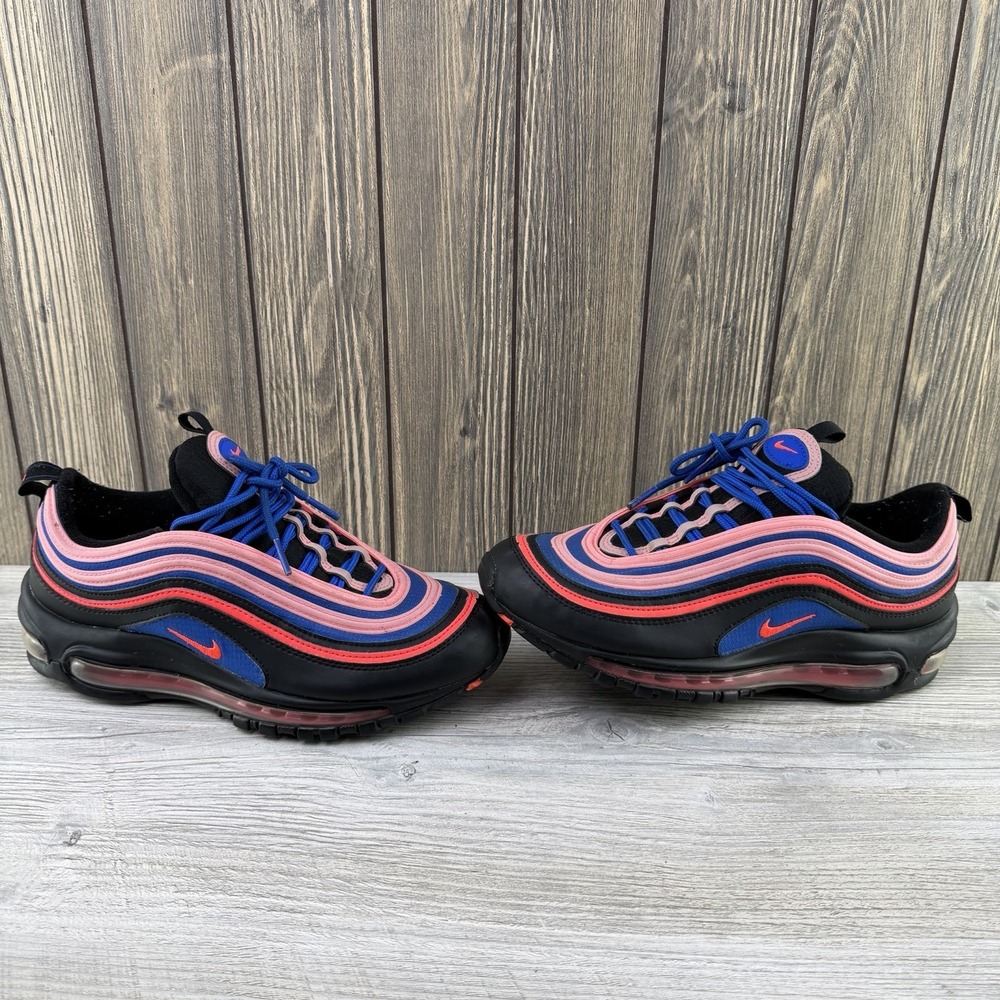 Nike Air Max 97 (GS) Low Top Sneakers Black Flash Crimson Racer Blue 7Y